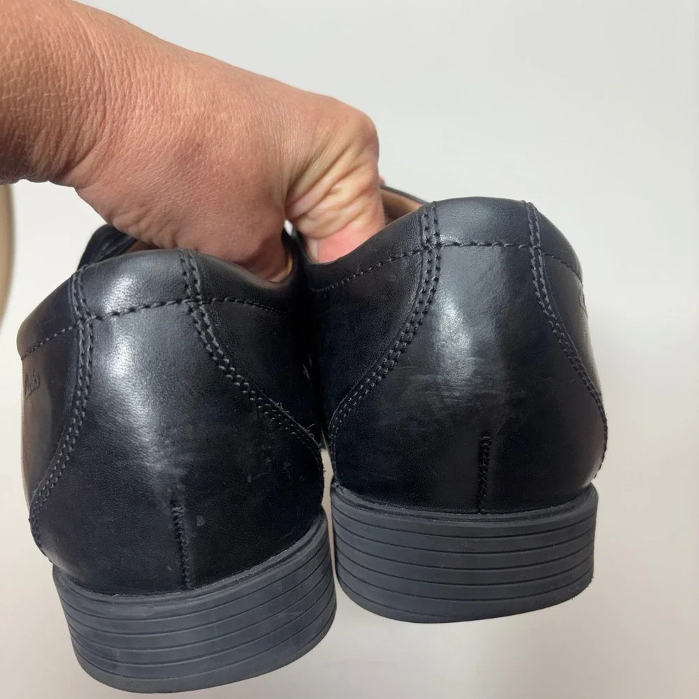 Clarks Collection Mens Black Leather Cap Toe Oxford Shoes 261529127100 Size 11 M